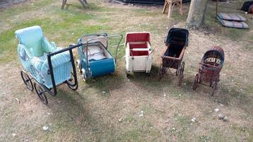 5 antieke oude kinderwagens poppenwagens beschikbaar voor biedingen