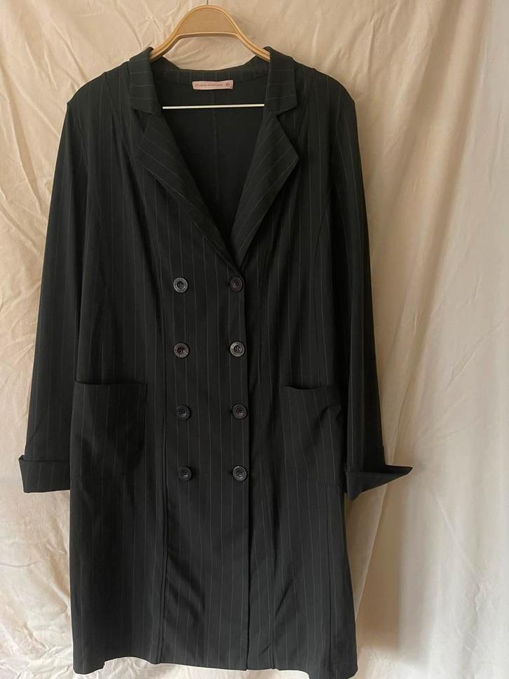 Studio Anneloes krijtstreep blauwe jurk, Kleding | Dames, Jurken, Zo goed als nieuw, Maat 46/48 (XL) of groter, Blauw, Onder de knie