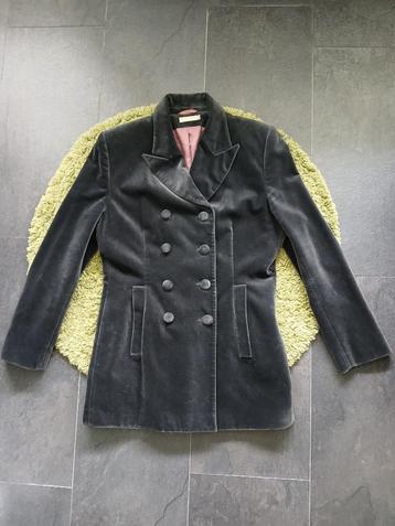 Vintage jaren 90 velvet / velours donkergrijze blazer, mt 40 beschikbaar voor biedingen