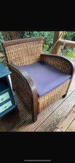 Fauteuil- hout en rotan, Tuin en Terras, Tuinstoelen, Ophalen, Gebruikt, Hout