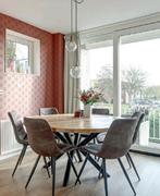 Eettafel met zes stoelen, Huis en Inrichting, Tafels | Eettafels, Ophalen, 200 cm of meer, 50 tot 100 cm, Zo goed als nieuw