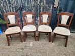 Set van 4 houten stoelen, Huis en Inrichting, Stoelen, Hout, Gebruikt, Bruin, Klassiek