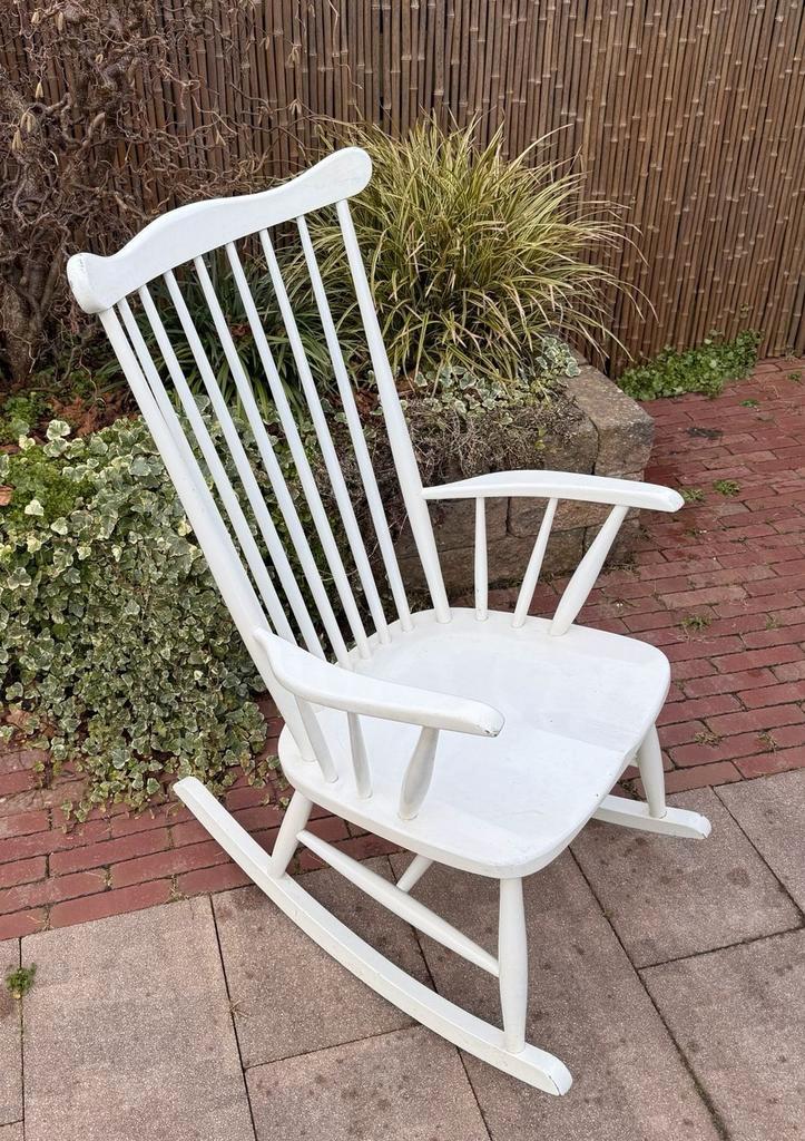 Witte Schommelstoel, Huis en Inrichting, Stoelen, Gebruikt, Eén, Hout, Wit, Ophalen