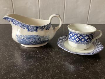 Blauw/wit Engels servies Old Staffordshire beschikbaar voor biedingen