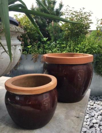 Oud Hollandse kwaliteit terracotta bloempotten 29cm glazuur  beschikbaar voor biedingen