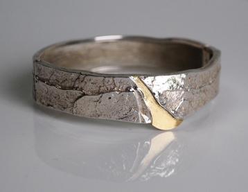 Zilveren slavenarmband met goud - Lapponia stijl beschikbaar voor biedingen