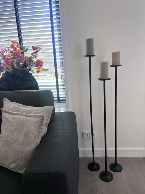 Vloerkandelaren set van 3- zwart of Taupe, Huis en Inrichting, Woonaccessoires | Kandelaars en Kaarsen, Nieuw, Kandelaar, 75 cm of meer
