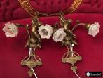 2 Antieke wandlampen barok engelen beelden goud brons,, Antiek en Kunst, Antiek | Lampen, Verzenden
