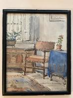 Aquarel Interieur (jaren 40-50), Antiek en Kunst, Kunst | Tekeningen en Foto's, Ophalen of Verzenden