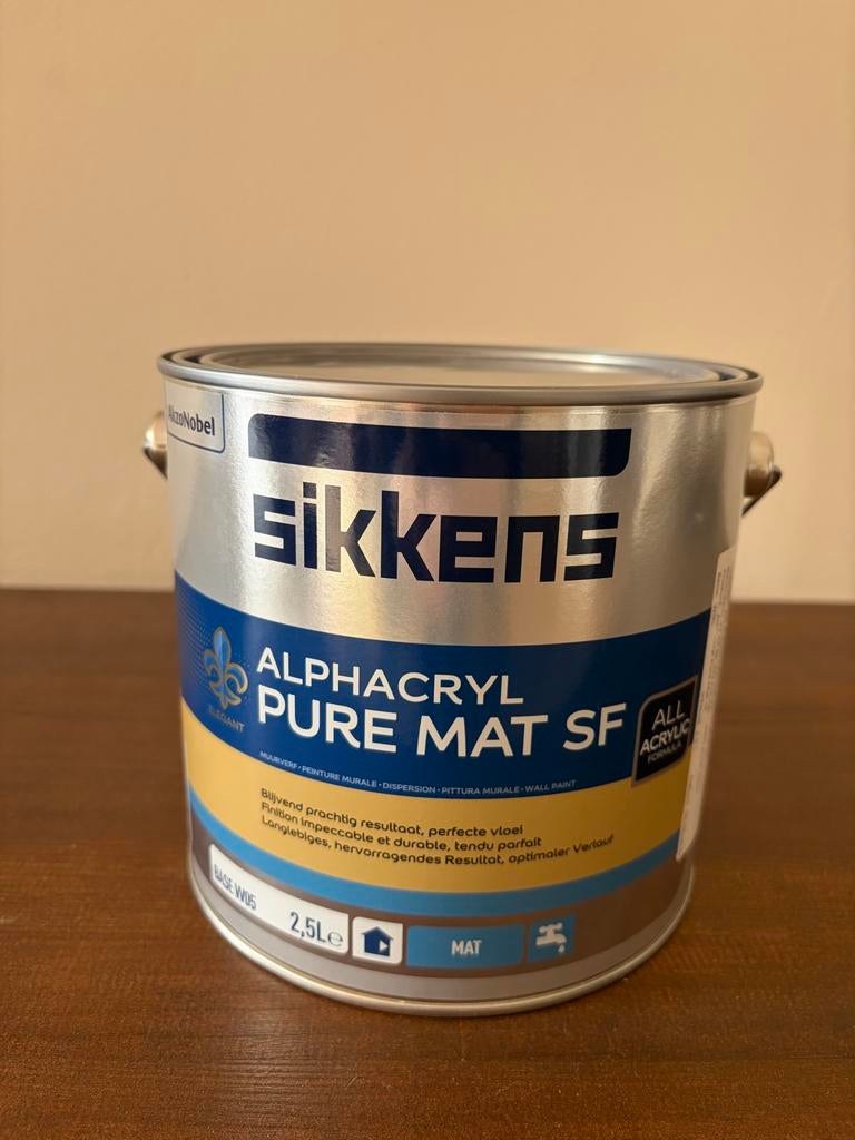 Sikkens Alphacryl Pure Mat SF - Farrow & Ball Pointing, Doe-het-zelf en Verbouw, Ophalen, Beige, Nieuw, Verf
