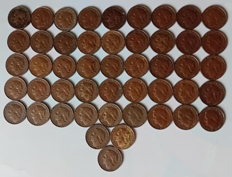 48 Stuks koperen centen wilhelmina 1948, Ophalen of Verzenden, Overige typen