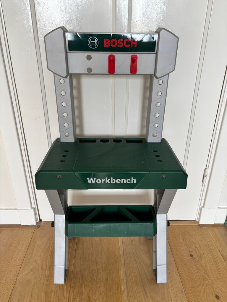 Bosch kinder werkbank met accessoires en gereedschapsriem, Ophalen, Gebruikt, Bouwen