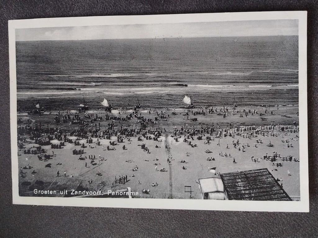 Zandvoort, panorama strand, Verzamelen, Ophalen of Verzenden, Voor 1920, Gelopen, Noord-Holland