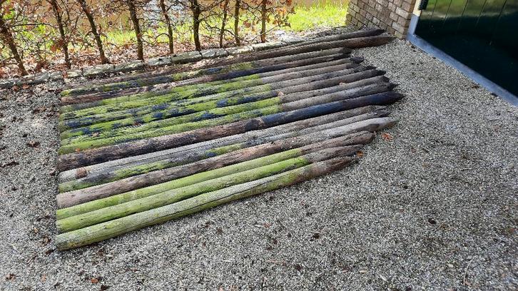 Gecreosoteerde palen, weidepalen,  boompalen, gebruikt, Tuin en Terras, Palen, Balken en Planken, Gebruikt, Palen, 180 tot 250 cm