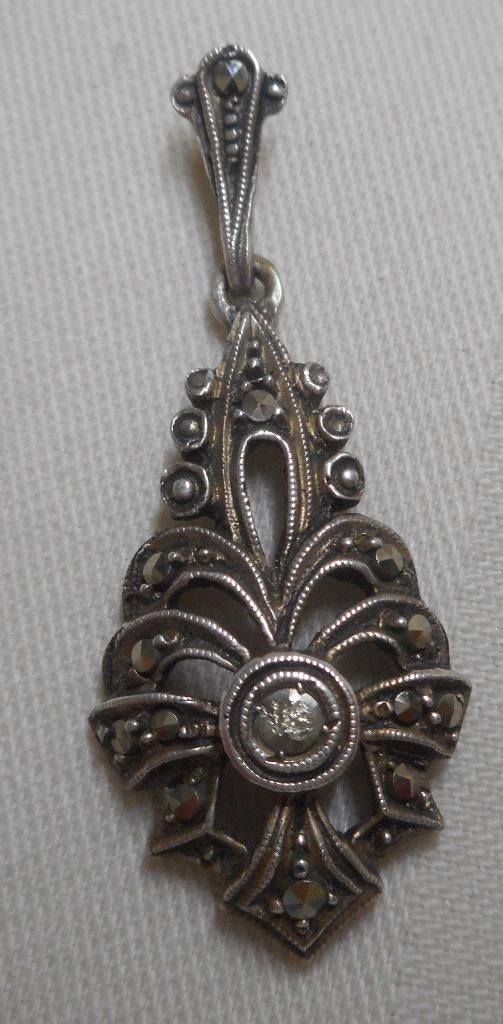 Zilveren antieke hanger met markasiet nr.487, Verzenden, Zilver, Hanger