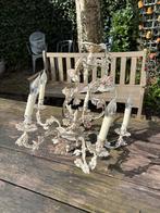 Brocante kroonluchter kandelaar porcelein roosjes, Ophalen of Verzenden, Zo goed als nieuw