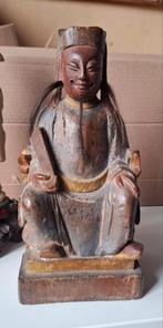 Antiek Chinees houten beeldje gesigneerd, Ophalen of Verzenden