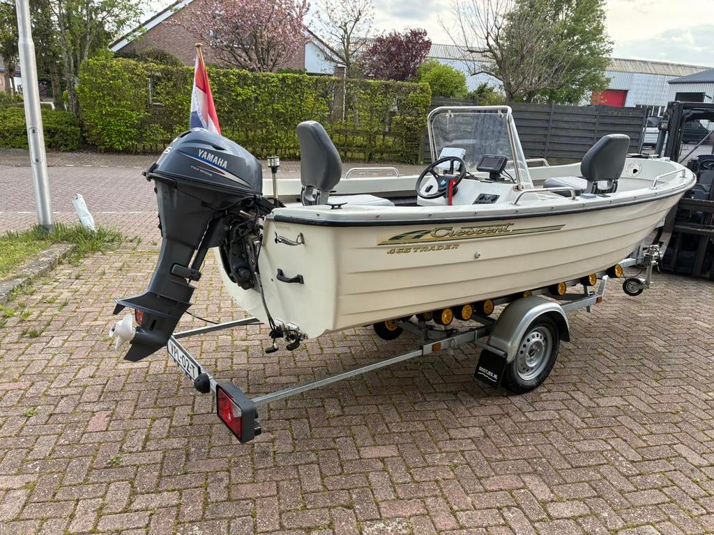 Crescent 465 Trader console / vis boot, Yamaha 20 pk 4 takt, 10 tot 30 pk, Gebruikt, Ophalen of Verzenden, Info@acwatersport.nl