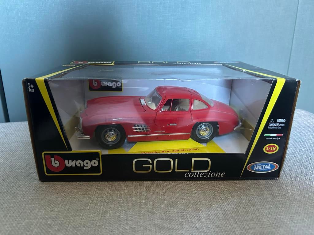 Burago Mercedes-Benz 300 SL (1954) - Rood, 1:18, Ophalen of Verzenden, Nieuw, Auto, Bburago