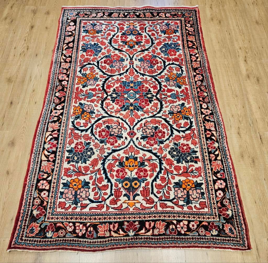 Vintage handgeknoopt perzisch tapijt sarough 213x132, Huis en Inrichting, Info@SlatsAntiek.nl, Tweedehands, 100 tot 150 cm, Perzisch