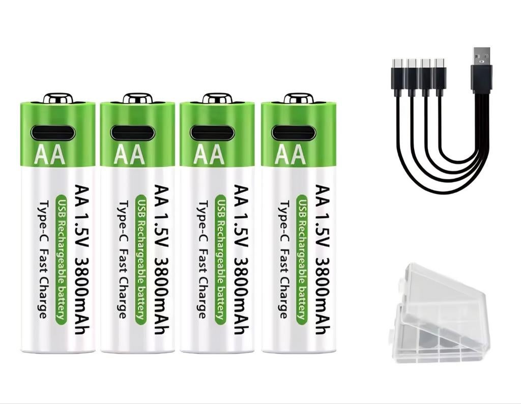 Oplaadbare AA-BATTERIJEN USB per 4 Nieuw, Audio, Tv en Foto, Accu's en Batterijen, Ophalen of Verzenden, Nieuw, Oplaadbaar