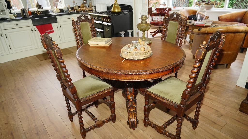 Te koop antieke eethoek, Antiek en Kunst, Antiek | Meubels | Tafels, Ophalen