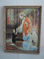 Mooie religieuze kleurenprent achter glas in lijst, Ophalen of Verzenden, Zo goed als nieuw, Kaart of Prent, Christendom | Katholiek