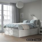 BRIMNES Ikea bed + lattenbodem LEIRSUND 180x200cm, Ophalen, Gebruikt, Wit, Tweepersoons