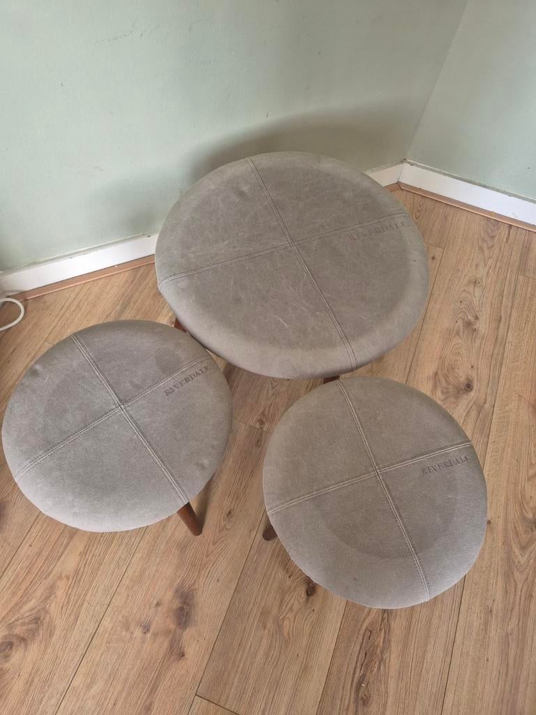 Riverdale Stool Taupe 40cm - Set van 3, Ophalen, Modern, Comfortabel, Minder dan 50 cm, Rond