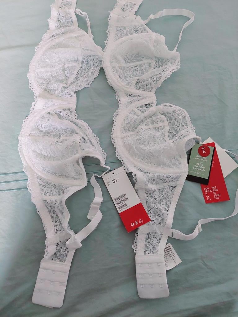 2 bh's 85E, H&M, Ophalen of Verzenden, Wit, BH