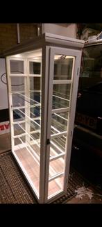 Eikenhouten Vitrinekast - 130x92x29 cm, Ophalen, Glas, 50 tot 100 cm, 25 tot 50 cm