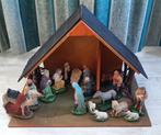 Vintage kerstgroep figuren van gips met kerststal, Ophalen of Verzenden