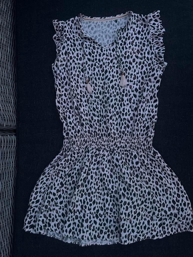 Jurk Levv maat 12 zwart lichtroze zwart zomerjurkje ruche, Kinderen en Baby's, Kinderkleding | Maat 152, Ophalen of Verzenden