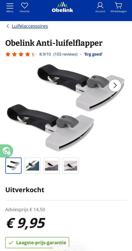 Obelink anti- luifelflapper (3 doosjes NIEUW), Ophalen, Nieuw