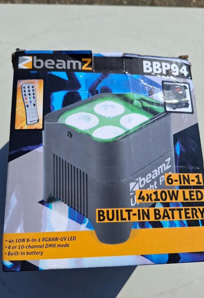 1 keer BeamZ BBP94 Uplight PAR 4x10W met ingebouwde batterij, Ophalen