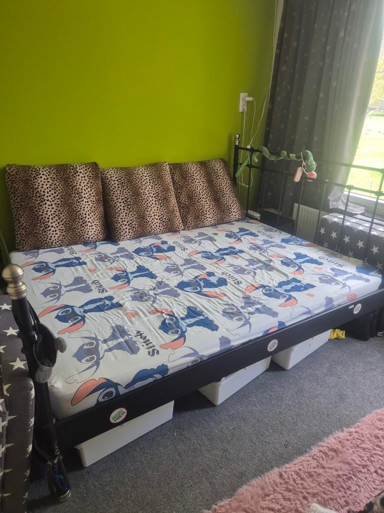Ikea bedframe 140x200 - Gebruikt, goede staat, Ophalen, Gebruikt, Zwart, Tweepersoons