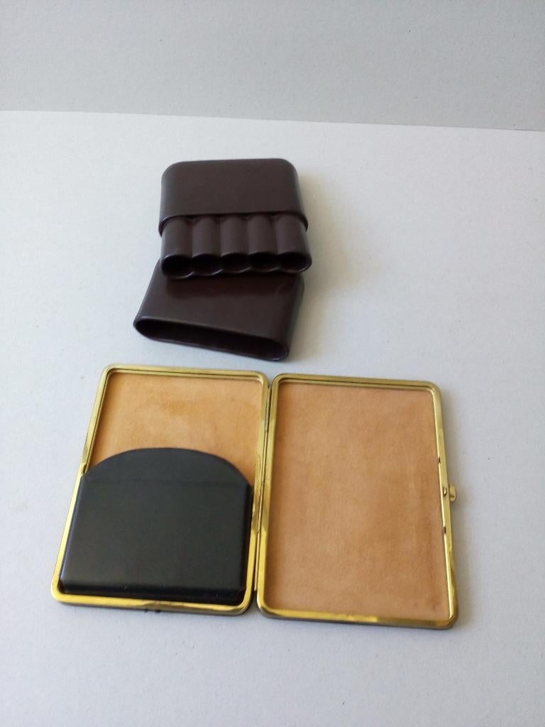 Vintage sigarenkoker/businesskaartjes houder.Leer. Pr.p/stuk, Antiek en Kunst, Curiosa en Brocante, Ophalen of Verzenden