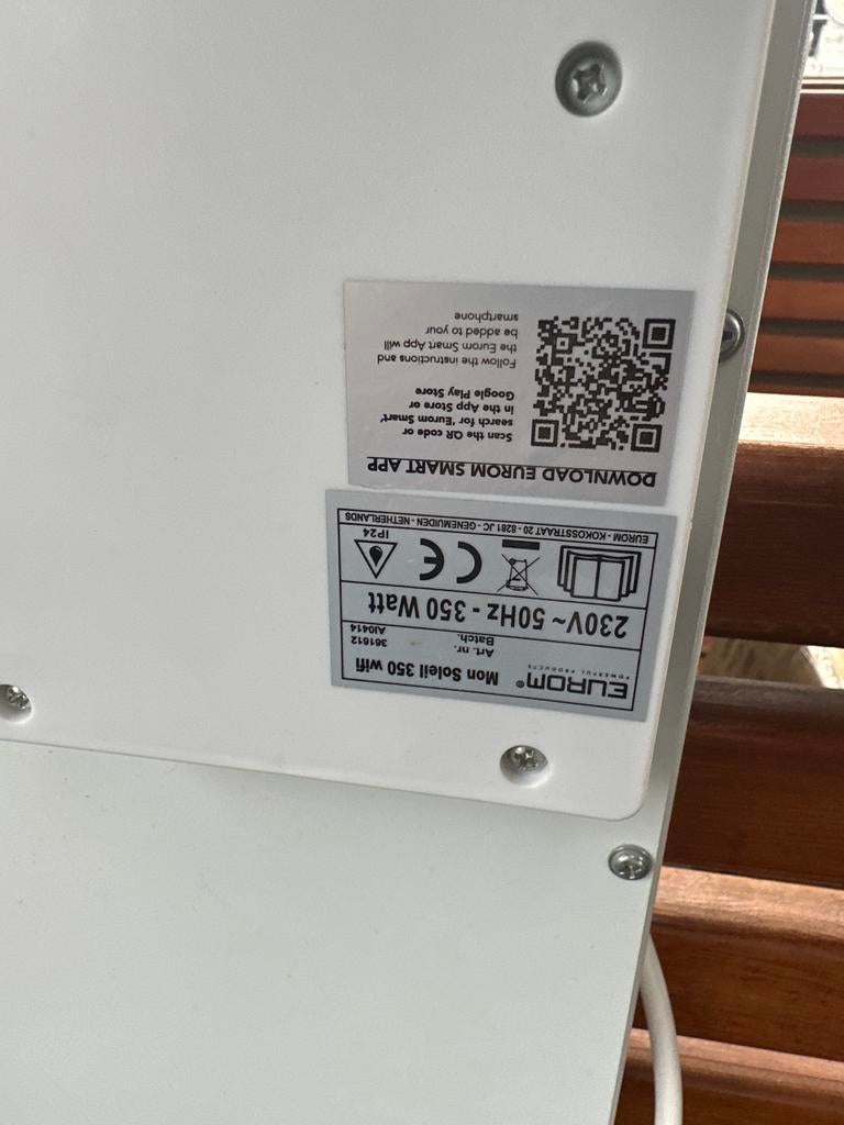 Infrarood kachel Eurom Mon Soleil 350 wifi, Ophalen, Gebruikt, Overige soorten, Elektrisch