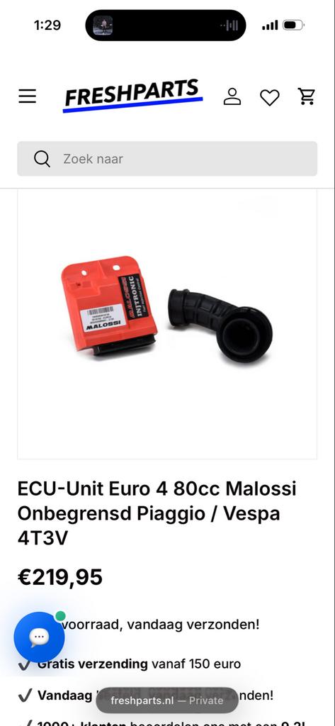 Malossi ECU Unit Euro 4 Piaggio/Vespa 4T3V, Ophalen of Verzenden, Zo goed als nieuw, Overige typen, Vespa