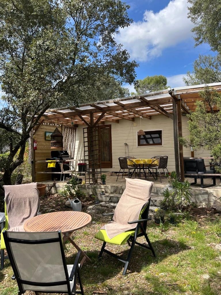 Te huur luxe stacaravan in Zuid Frankrijk met grote tuin., Vakantie, Wasmachine, Aan zee, Recreatiepark