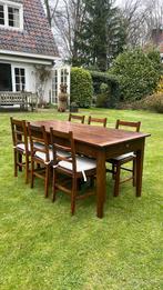 Eettafel set met 6 eetkamerstoelen, Antiek en Kunst, Antiek | Meubels | Tafels, Ophalen