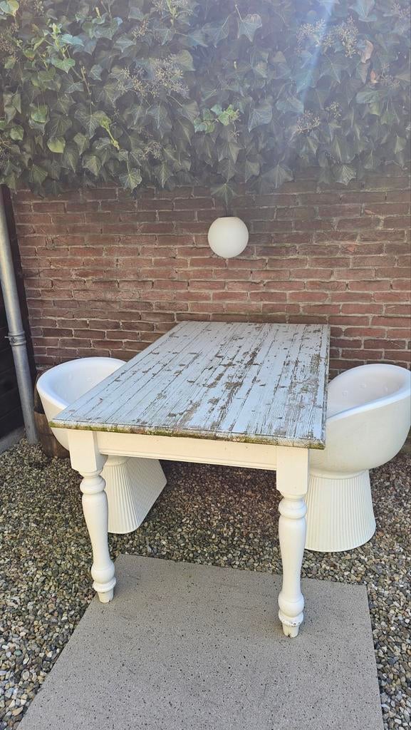 Unieke houten tafel met verweerde look, Huis en Inrichting, Tafels | Eettafels, Ophalen, Gebruikt, 100 tot 150 cm, 50 tot 100 cm