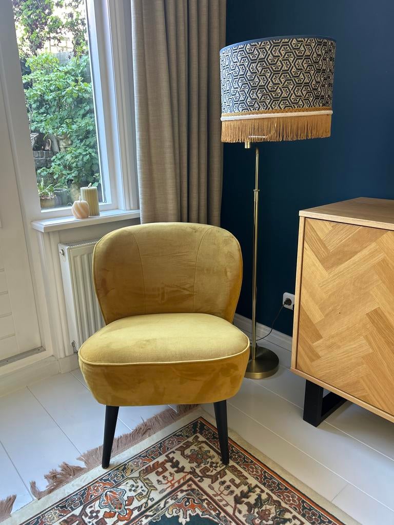 WOOD Comfortabele Okergele Fauteuil - Zo goed als nieuw, Overige kleuren, Ophalen of Verzenden, Zo goed als nieuw, Eén