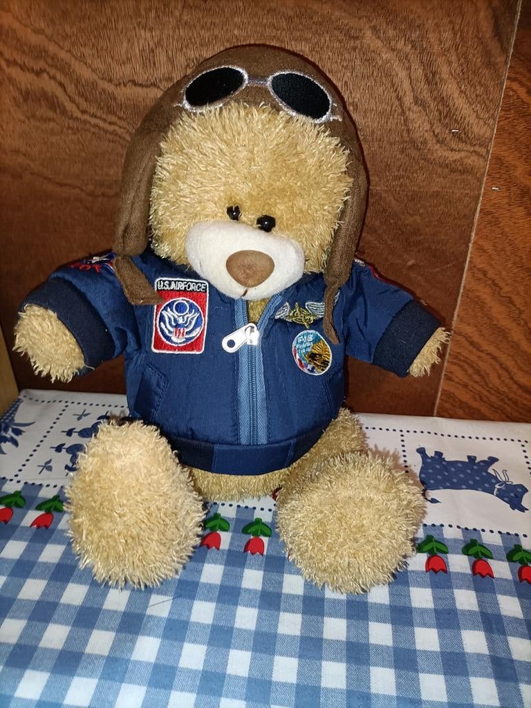 Piloot beer knuffel 28 cm groot vliegenier vliegtuig, Ophalen of Verzenden, Zo goed als nieuw, Beer