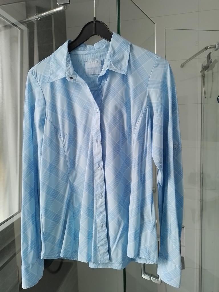 Blouse dames mt L sneldrogend Human Nature, Ophalen of Verzenden, Zo goed als nieuw, Maat 38/40 (M), Blauw