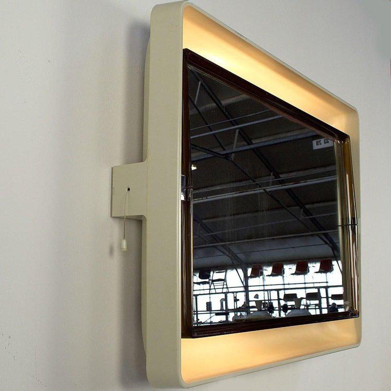 Space Age Wandspiegel – Vintage Allibert - Uniek, Huis en Inrichting, Woonaccessoires | Spiegels, Ophalen of Verzenden, Zo goed als nieuw
