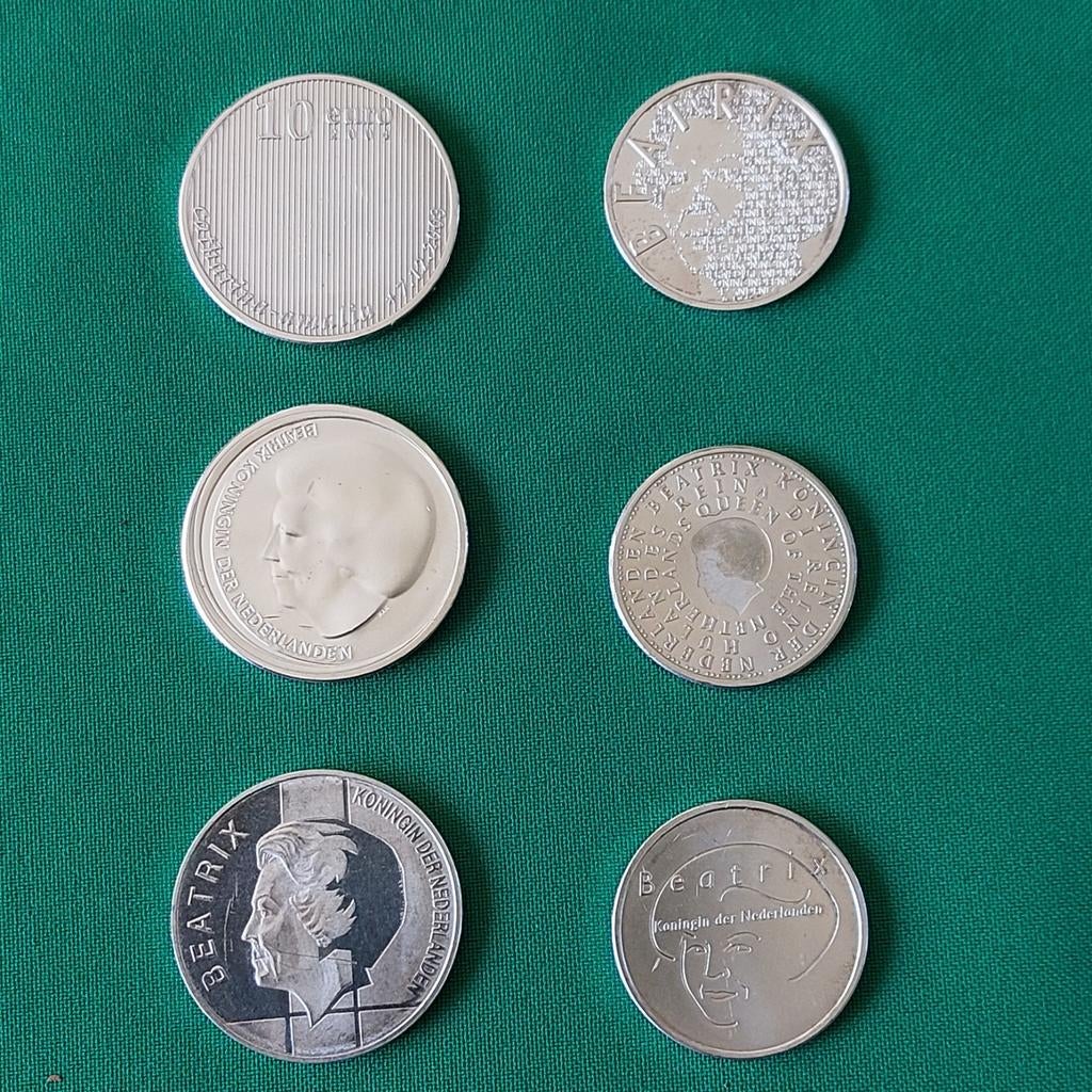 6x zilveren euromunten, Ophalen, Koningin Beatrix, Euro's
