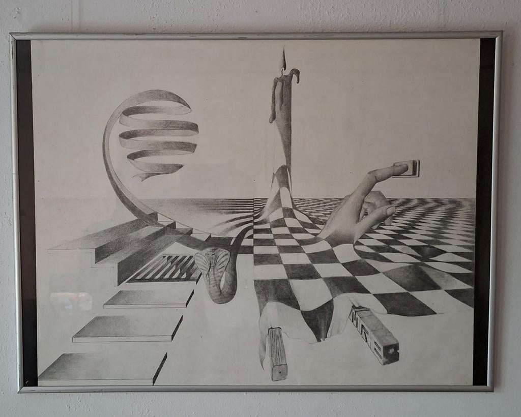 Abstract tekening lijkt op escher, Ophalen of Verzenden