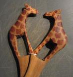 Giraffen giraf houtsnijwerk slacouvert hout vork lepel, Ophalen of Verzenden, Wild dier, Overige typen