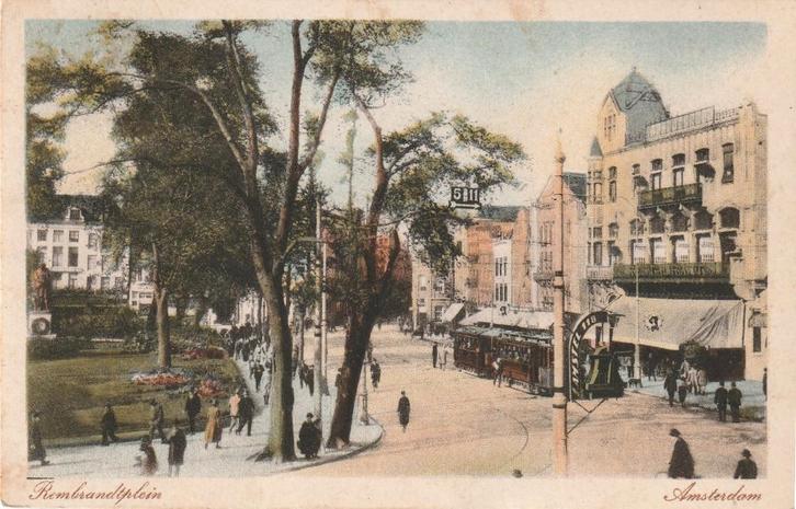REMBRANDTPLEIN AMSTERDAM UIT 1926 ZEER MOOIE  KAART. Kl652, Verzamelen, Ansichtkaarten | Nederland, Gelopen, Noord-Holland, 1920 tot 1940